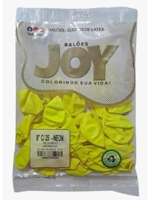 BALAO 9 AMARELO NEON C/25PCS UN. BALOES JOY