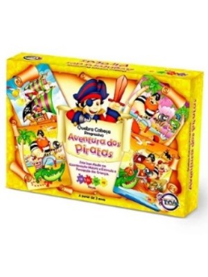 Jogo Quebra-Cabeça Progressivo Aventura Dos Piratas 12,24,36 e 48 peças 