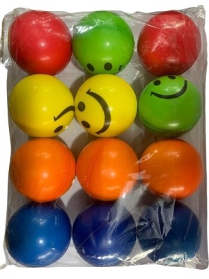 Pacote Bola de Borracha Smile Pet 6,3cm c/ 12 unidades Sortida para Cães e Gatos – Brinquedo Resistente, Atóxico