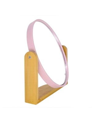 ESPELHO DE MESA OVAL ARTICULAVEL BAMBU ROSA 16CM X 13CM UN. WELLMIX