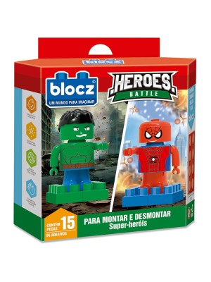 DUPLA BONECOS GREEN BLOCZ + SPIDER BLOCZ UN. ZUCATOYS