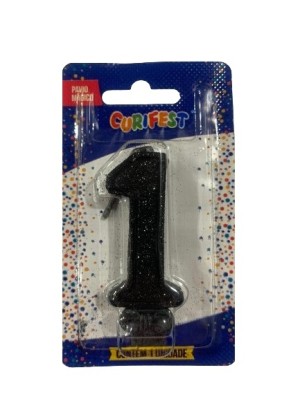 VELA SUPER NUMERO SIMPLES PRETO N 1 - (1731) UN. CURIFEST