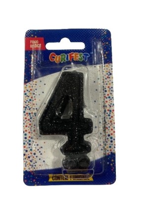 VELA SUPER NUMERO SIMPLES PRETO N 4 - (1734) UN. CURIFEST