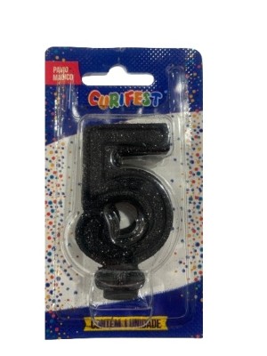 VELA SUPER NUMERO SIMPLES PRETO N 5 - (1735) UN. CURIFEST
