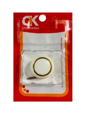 PUXADOR 30MM BRANCO ANEL DOURADO UN.