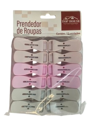 PRENDEDOR PLASTICO P/ ROUPA C/12PCS 6X2,3CM UN.