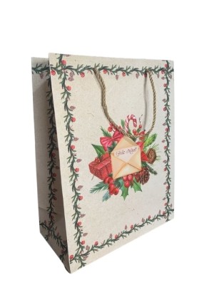 SACOLA DE PRESENTE NATALINA 24X31X12CM UN. MULTIART