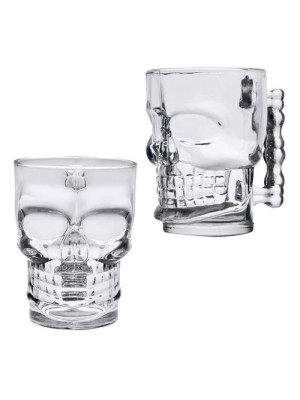 CANECA DE VIDRO CAVEIRA 500ML 13X9,5CM UN.