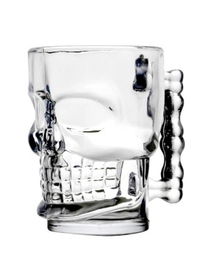 CANECA DE VIDRO CAVEIRA 500ML 13X9,5CM UN.