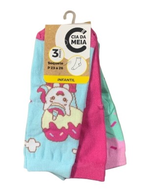 MEIA SOQUETE INFANTIL 3PARES 23-26 UN. CIA DA MEIA