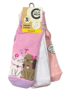 MEIA SOQUETE INFANTIL 3PARES 31-34 UN. CIA DA MEIA