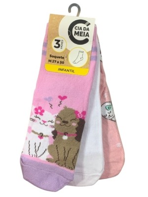 MEIA SOQUETE INFANTIL 3PARES 27-30 UN. CIA DA MEIA