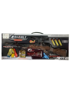 ESPINGARDA ATIRA BOLINHA DE GEL + DARDOS COM ALVO REF M16-5 UN. DDG