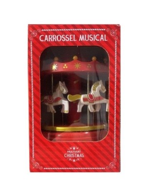 Carrossel Musical Natalino 17x11cm Multiart – Enfeite Som e Movimento para Decoração de Natal