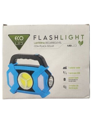 LANTERNA RECARREGAVEL COM PLACA SOLAR 18CM 4,5W BIVOLT UN. MB TECH