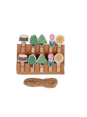 PRENDEDOR DE MADEIRA DECORADOS C/10PCS UN. ZEIN