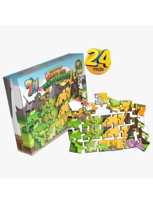 BRINQUEDO EM MDF QUEBRA CABECA 24 PECAS MUNDO DOS DINOSSAUROS UN.