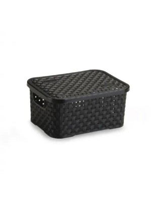 CESTO ECO ORGANIZADOR RATTAN PP C/ TAMPA 2L 15X10X21CM