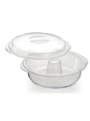 FORMA DE PUDIM P/ MICROONDAS C/ TAMPA 26CM UN.