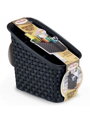 ORGANIZADOR MULTIUSO RATTAN PRETO 11X18X16CM UN.