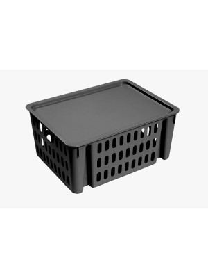 CESTO EMPILHAVEL C/ TAMPA 30,5X22X13CM UN.