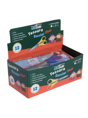TESOURA ESCOLAR DISPLAY C/12PCS PLUS UN.