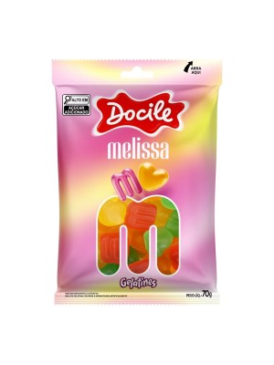 BALA DE GELATINA MIX FORMATO MINI CORACAO E MELISSA 70G UN. DOCILE