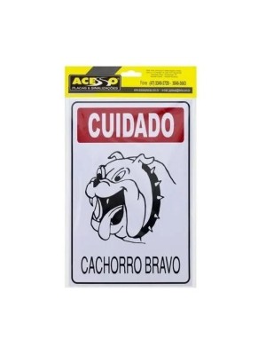 PLACA CACHORRO BRAVO 20X30CM UN.