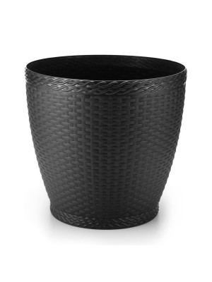 Vaso Rattan Grande 22L Redondo Preto – Elegância e Resistência para Decoração e Jardim