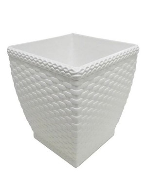 Vaso Cachepô Rattan Quadrado Branco P 19cm – Elegância e Praticidade na Decoração