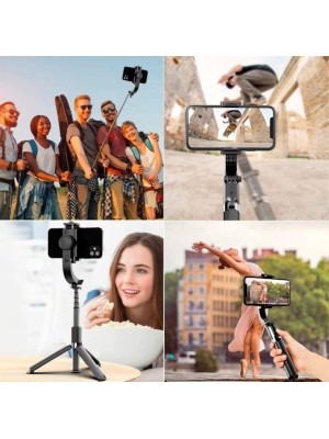 Estabilizador L08 Smartphone Celular Gimbal Bluetooth Tripé Fotos Vídeos Remoto Equilíbrio Estável