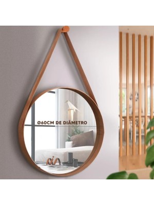 ESPELHO, DECORACAO, 60CM, REDONDO, C/ ALCA SINTETICA, CHAMPAGNE UN.