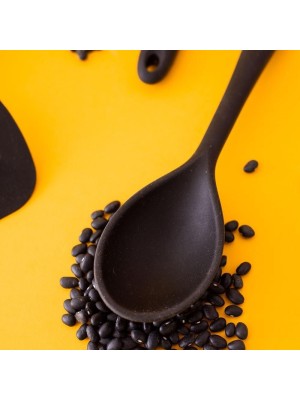 COLHER DE SILICONE 27,5CM PRETO UN.