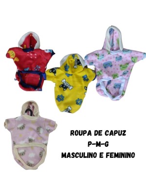 Roupinha Pet com capuz soft (cães e gatos de pequeno porte)