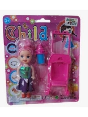 Carrinho de Boneca + Boneca Bebê - Carrinho Bebê Brinquedo Leve 2