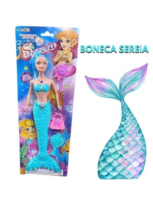 Boneca de sereia +  Acessório Bolsa Com Luz Led na Cauda brinquedo infantil