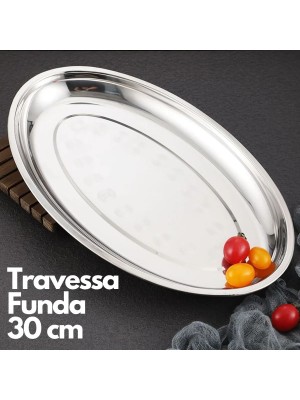 ravessas Oval Aço Inox Funda 30cm Guarnição Batata Arroz