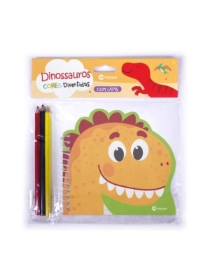 Livro para Colorir Dinossauro com Lapis de Cor Infantil