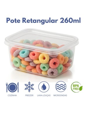 Conjunto 3 potes Retangulares Transparente para Armazenamento Multiuso