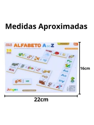 Dominó Alfabeto A ao Z com 28 Pecas em Madeira MDF