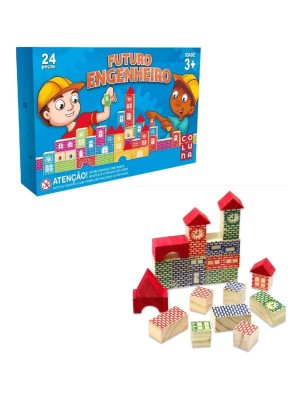 Futuro Engenheiro Pais & Filhos 24 Peças Brinquedo Educativo em Madeira