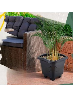 Vaso Quadrado Médio Preto 5,6 L 25×22,5 cm Injeplastec