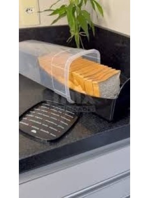 Porta Pão de Forma Plasútil Decora com Tampa Click 32,6cm Livre de BPA