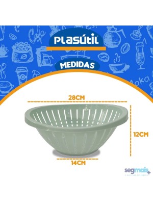 Escorredor de Massas Plasútil 28 cm BPA-Free – Lavador e Escorredor Prático para Massas, Legumes e Verduras