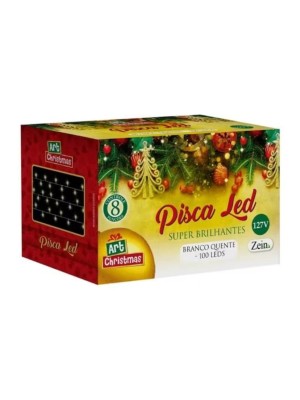 Pisca LED 100L 127V Branco 8m 8 Funções Fio Verde