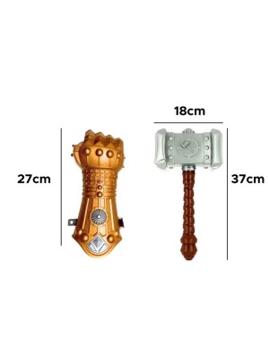 Kit Martelo e Luva Coleção Herois Pica-Pau Brinquedo Infantil Fantasia Super Herói 