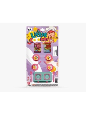 Cartela Little Cooker Jessie Brinquedo de Cozinha Infantil com Panelinhas, Talheres e Acessórios Educativos