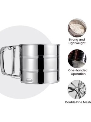 Polvilhador com Gatilho Inox 10,5x9,5cm – Ideal para Açúcar, Café e Confeitaria