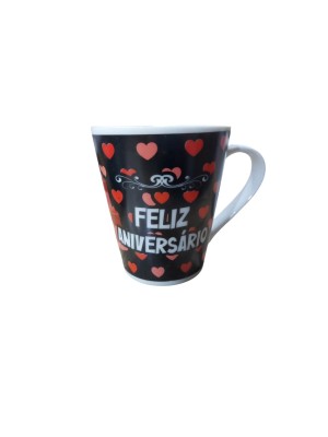 Caneca de Porcelana 290ml Aniversário Faixa  Presente Criativo Lembrança Festiva Resistente para Café Chá e Bebidas