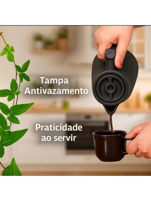 Garrafa Térmica Preta 1L em Plástico – Mantém Bebidas Quentes ou Frias por Mais Tempo